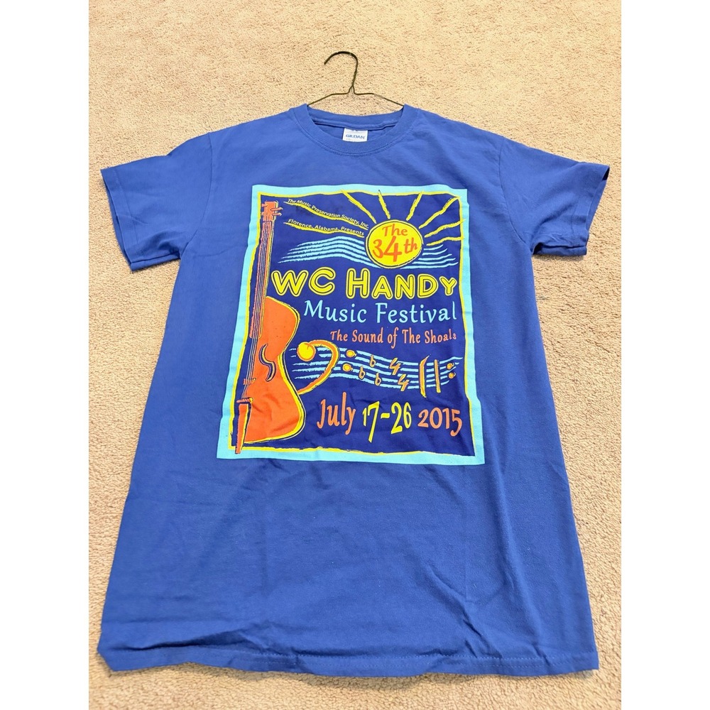 Gildan WC Handy Music Festival 2015 T-Shirt Mens Small Blue Sound of the Shoals